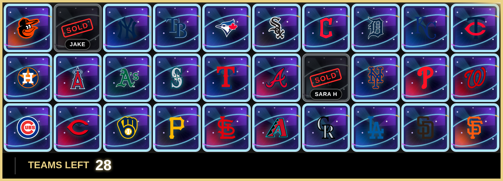 A break board using the Cosmic Chrome card style