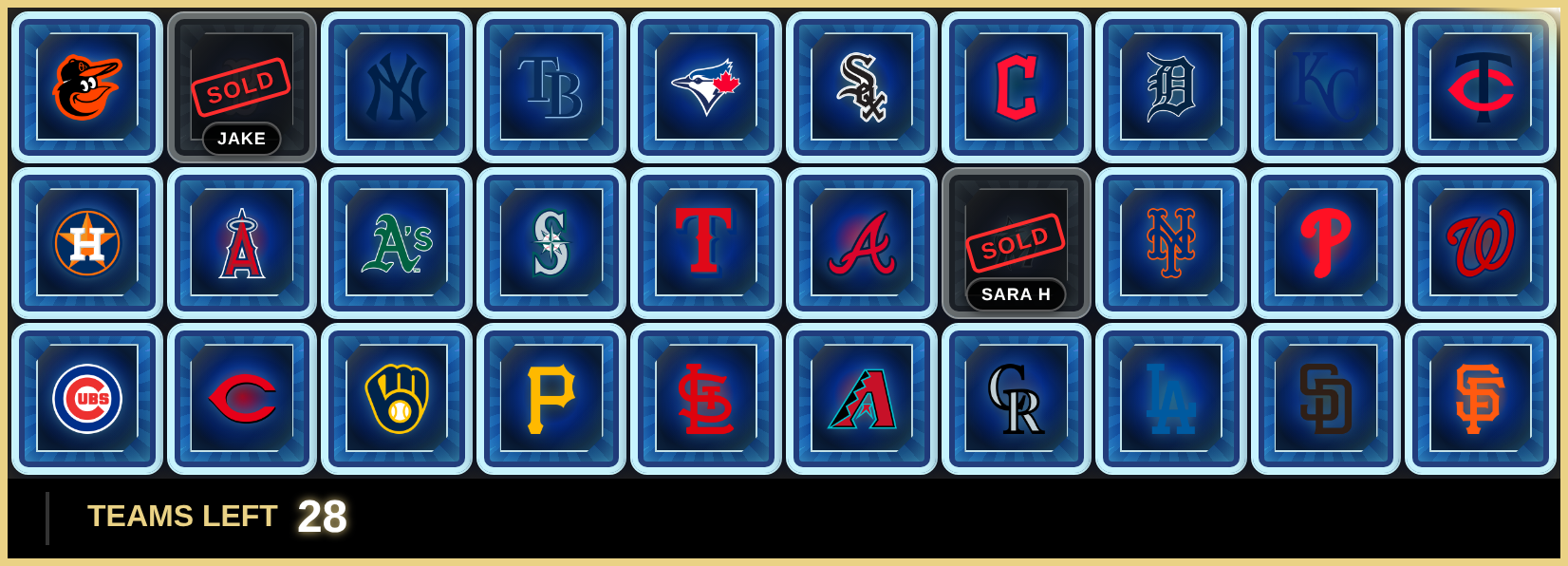 A break board using the Sapphire Foil card style