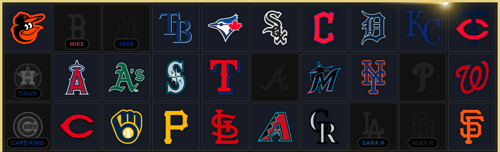 A live board with buyer names pinned to the claimed cards