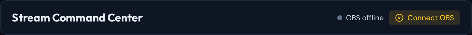 The OBS bar offline, with the Connect OBS button