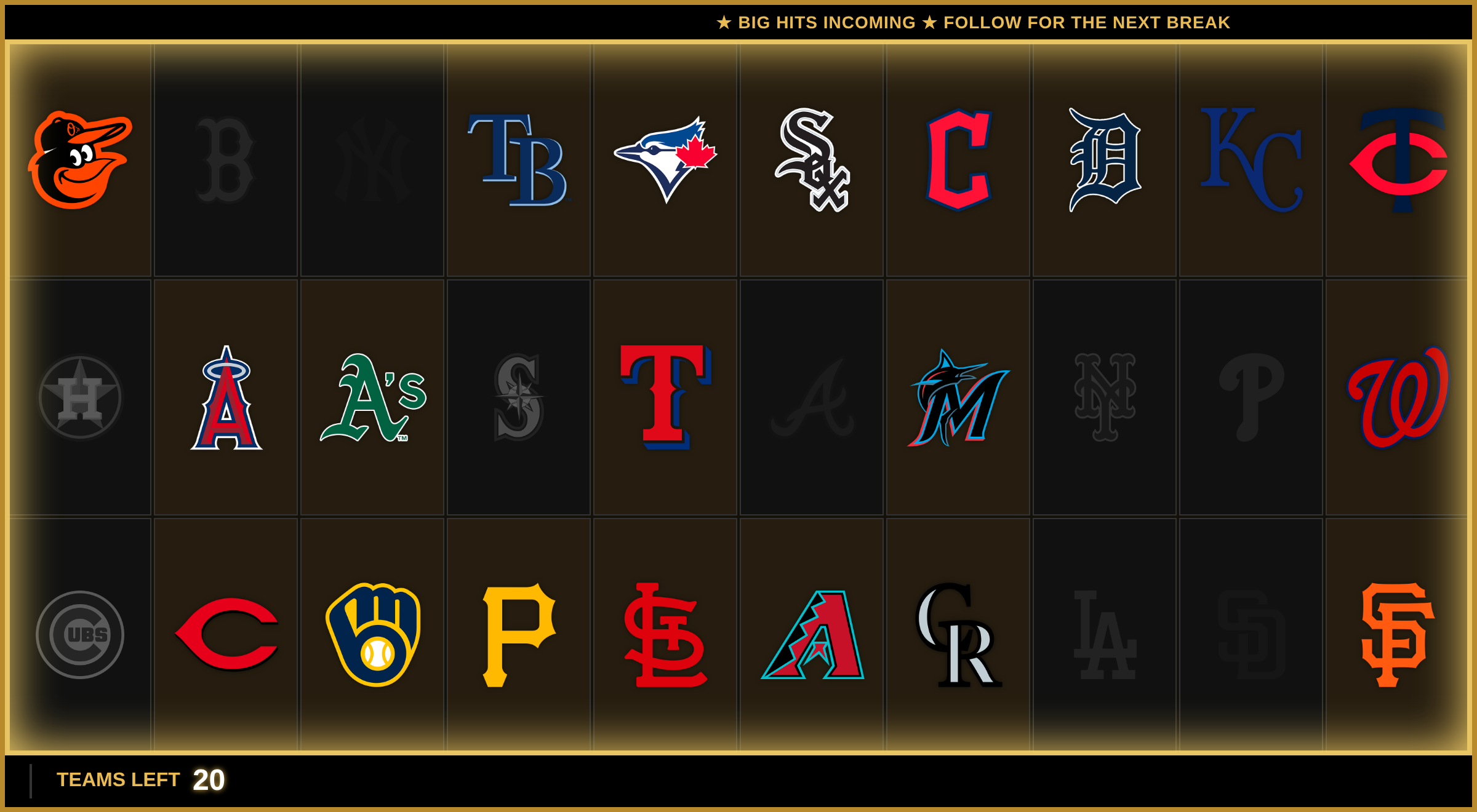 Gold Vault: black-and-gold with a pulsing border and a spotlight takeover