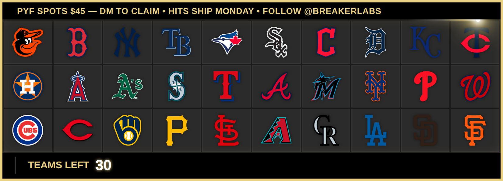 A live board scrolling three ticker messages