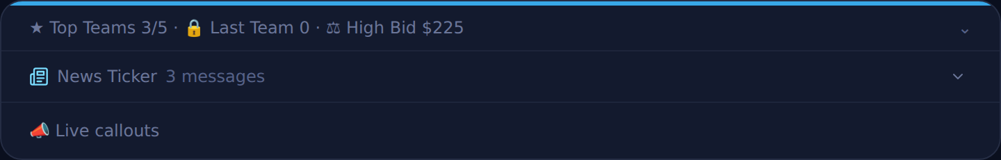 The collapsed ticker band showing the message count